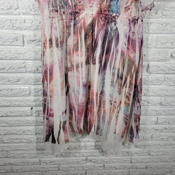 Maurices Women Dress 2 2X Plus Fit Flare Flowy Purple Brown Watercolor WAT78XE - Picture 9 of 14